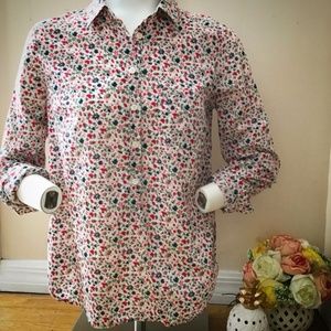 J. Crew Spring Bloom cotton half-button shirt
